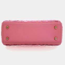 Pre Owned Dior Lady Dior Mini Mosaic Of Mirrors Calfskin Leather Top Handle Bag