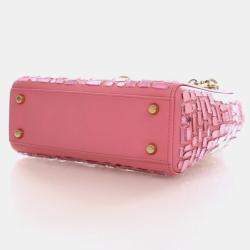 Pre Owned Dior Lady Dior Mini Mosaic Of Mirrors Calfskin Leather Top Handle Bag