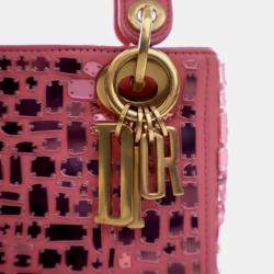 Pre Owned Dior Lady Dior Mini Mosaic Of Mirrors Calfskin Leather Top Handle Bag