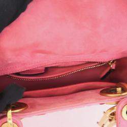 Pre Owned Dior Lady Dior Mini Mosaic Of Mirrors Calfskin Leather Top Handle Bag