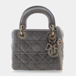 Pre Owned Dior Lady Dior Mini Velvet Top Handle Bag