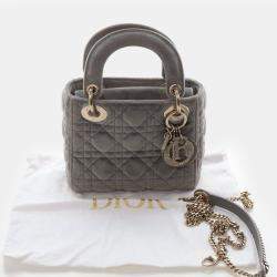 Pre Owned Dior Lady Dior Mini Velvet Top Handle Bag