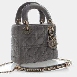 Pre Owned Dior Lady Dior Mini Velvet Top Handle Bag