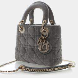 Pre Owned Dior Lady Dior Mini Velvet Top Handle Bag