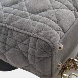 Pre Owned Dior Lady Dior Mini Velvet Top Handle Bag