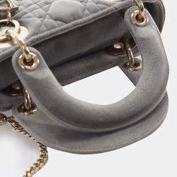 Pre Owned Dior Lady Dior Mini Velvet Top Handle Bag