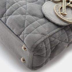 Pre Owned Dior Lady Dior Mini Velvet Top Handle Bag