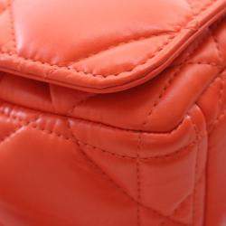 Pre Owned Dior Caro Cannage Small Orange Calfskin Leather Shoulder Bag
