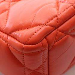 Pre Owned Dior Caro Cannage Small Orange Calfskin Leather Shoulder Bag