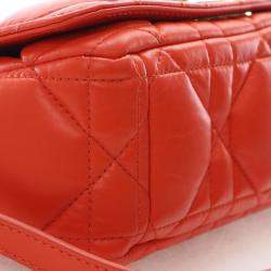 Pre Owned Dior Caro Cannage Small Orange Calfskin Leather Shoulder Bag
