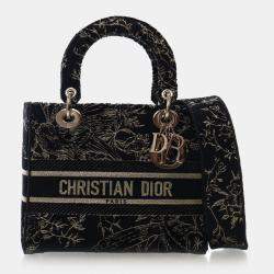 مملوكة مسبقًا Dior Lady D-Lite Medium Embroidered Canvas Top Handle Bag