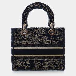 مملوكة مسبقًا Dior Lady D-Lite Medium Embroidered Canvas Top Handle Bag