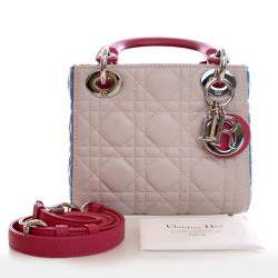 Pre Owned Dior Lady Dior Mini Lambskin Leather Top Handle Bag