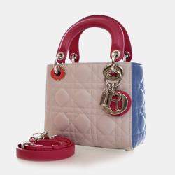 Pre Owned Dior Lady Dior Mini Lambskin Leather Top Handle Bag
