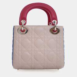 Pre Owned Dior Lady Dior Mini Lambskin Leather Top Handle Bag