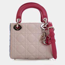 Pre Owned Dior Lady Dior Mini Lambskin Leather Top Handle Bag