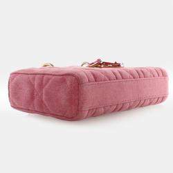 Pre Owned Dior Lady D-Joy Medium Pink Denim Shoulder Bag
