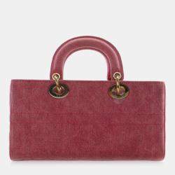 Pre Owned Dior Lady D-Joy Medium Pink Denim Shoulder Bag