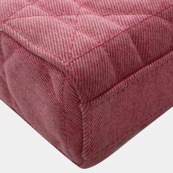 Pre Owned Dior Lady D-Joy Medium Pink Denim Shoulder Bag