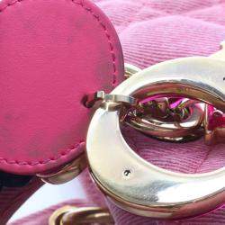 Pre Owned Dior Lady D-Joy Medium Pink Denim Shoulder Bag