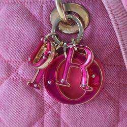 Pre Owned Dior Lady D-Joy Medium Pink Denim Shoulder Bag