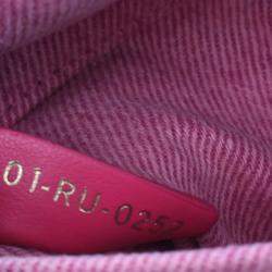 Pre Owned Dior Lady D-Joy Medium Pink Denim Shoulder Bag