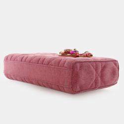 Pre Owned Dior Lady D-Joy Medium Pink Denim Shoulder Bag