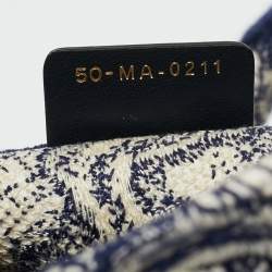 Pre Owned Dior Toile de Jouy Book Medium Blue Embroidered Canvas Tote