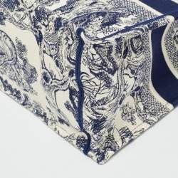 Pre Owned Dior Toile de Jouy Book Medium Blue Embroidered Canvas Tote