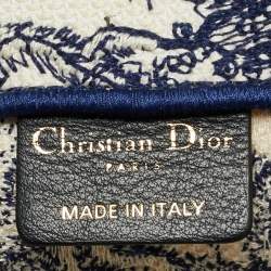 Pre Owned Dior Toile de Jouy Book Medium Blue Embroidered Canvas Tote