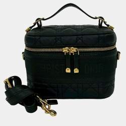 Pre Owned Dior Black Small Lambskin Cannage DiorTravel Vanity Case