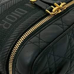 Pre Owned Dior Black Small Lambskin Cannage DiorTravel Vanity Case