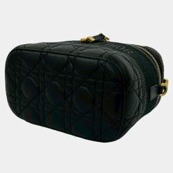Pre Owned Dior Black Small Lambskin Cannage DiorTravel Vanity Case