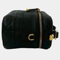 Pre Owned Dior Black Small Lambskin Cannage DiorTravel Vanity Case