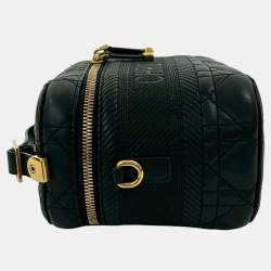 Pre Owned Dior Black Small Lambskin Cannage DiorTravel Vanity Case