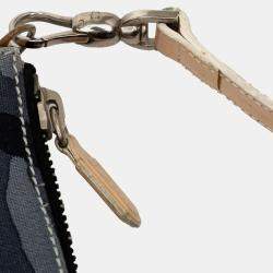 Pre Owned Dior Blue Mini Canvas Camouflage Saddle Pochette