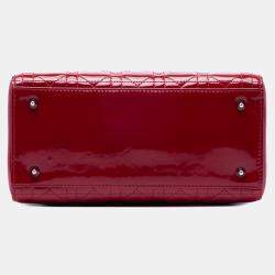Pre Owned Dior Red Medium Patent Cannage Lady Dior