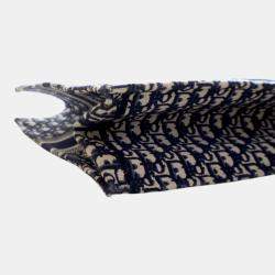 Pre Owned Dior Blue Large Oblique Embroidered Canvas Book Tote