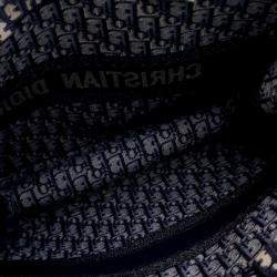 Pre Owned Dior Blue Large Oblique Embroidered Canvas Book Tote