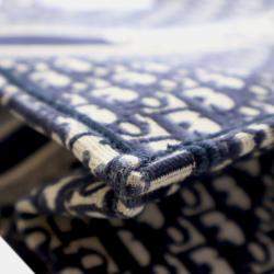 Pre Owned Dior Blue Large Oblique Embroidered Canvas Book Tote