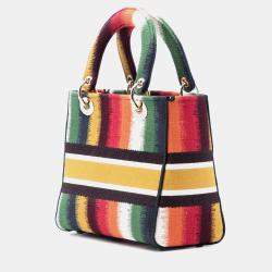 Pre Owned Dior Multicolor Medium Embroidered Multicolor Canvas Striped Lady D Lite