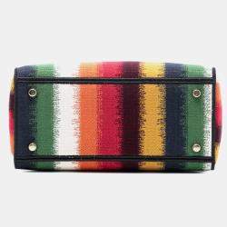 Pre Owned Dior Multicolor Medium Embroidered Multicolor Canvas Striped Lady D Lite