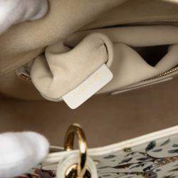 Pre Owned Dior White Medium Calfskin Beaded and Embroidered Earth Lady Dior