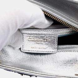 Pre Owned Dior Silver Medium Calfskin Patch Embellished Lady Dior