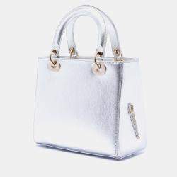 Pre Owned Dior Silver Medium Calfskin Patch Embellished Lady Dior