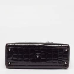 Pre Owned Dior Lady Dior Limited Edition 018 Large Dark Brown Shine Crocodile Tote