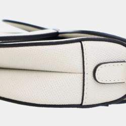 Pre Owned Dior White Mini Grained Calfskin Saddle Bag