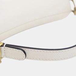 Pre Owned Dior White Mini Grained Calfskin Saddle Bag