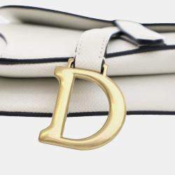 Pre Owned Dior White Mini Grained Calfskin Saddle Bag