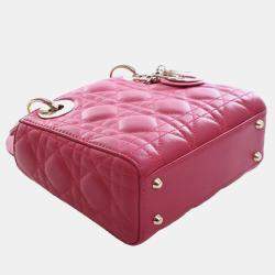 Pre Owned حقيبة ديور ليدي ديور كاناج جلد زهري صغيرة الحجم